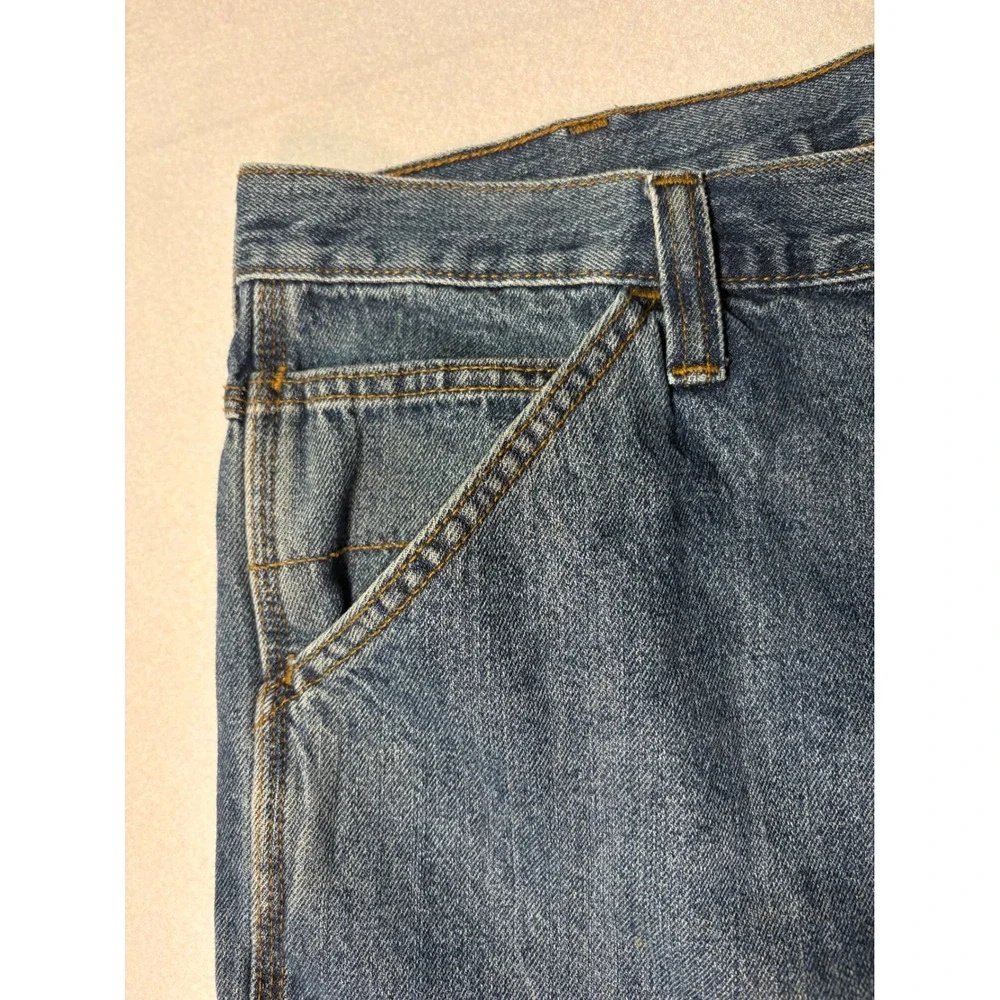 Faded Glory Men Carpenter Jean 34x32 Medium Wash Blue Denim Hammer Loop Workwear